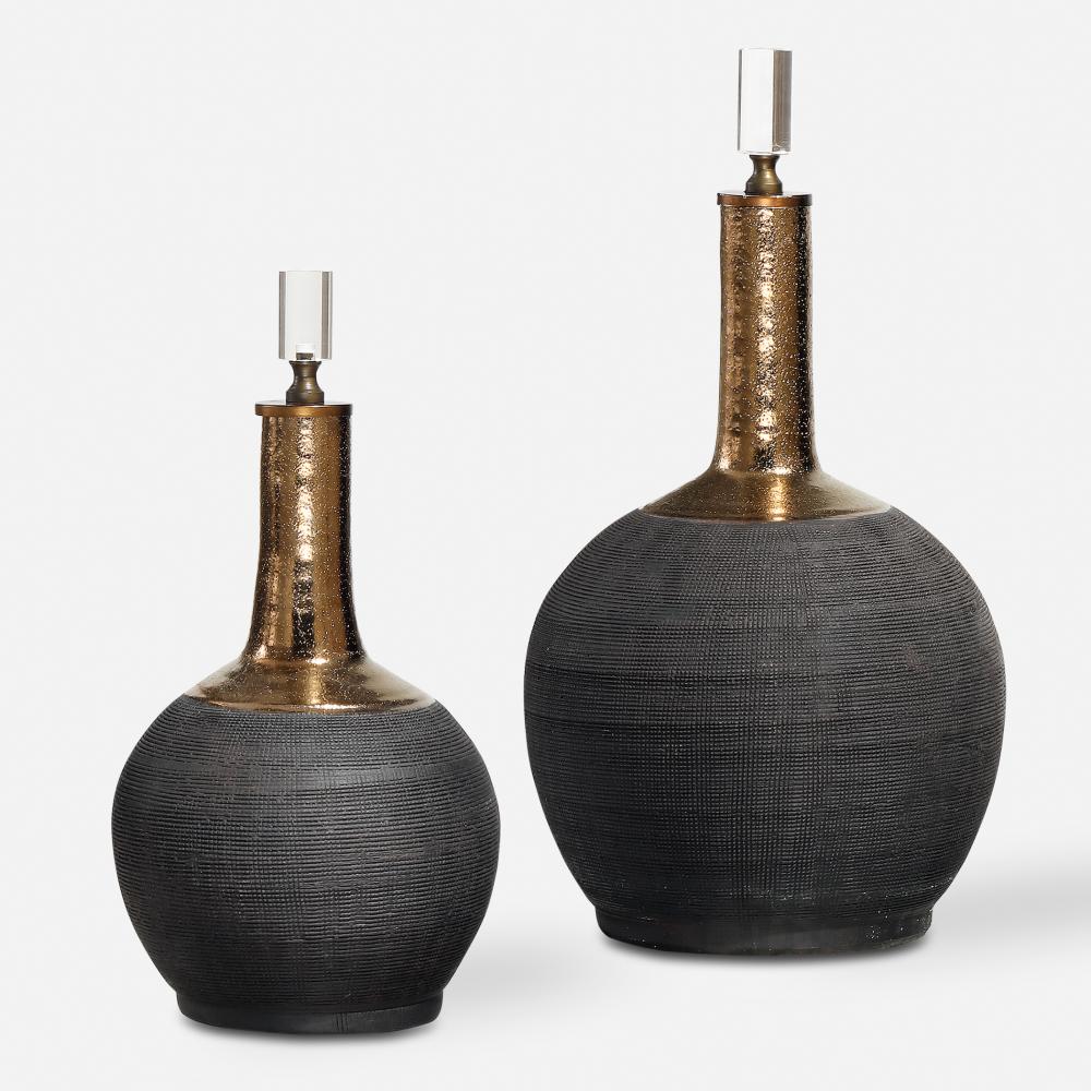 Uttermost Arnav Matte Black Bottles Set/2