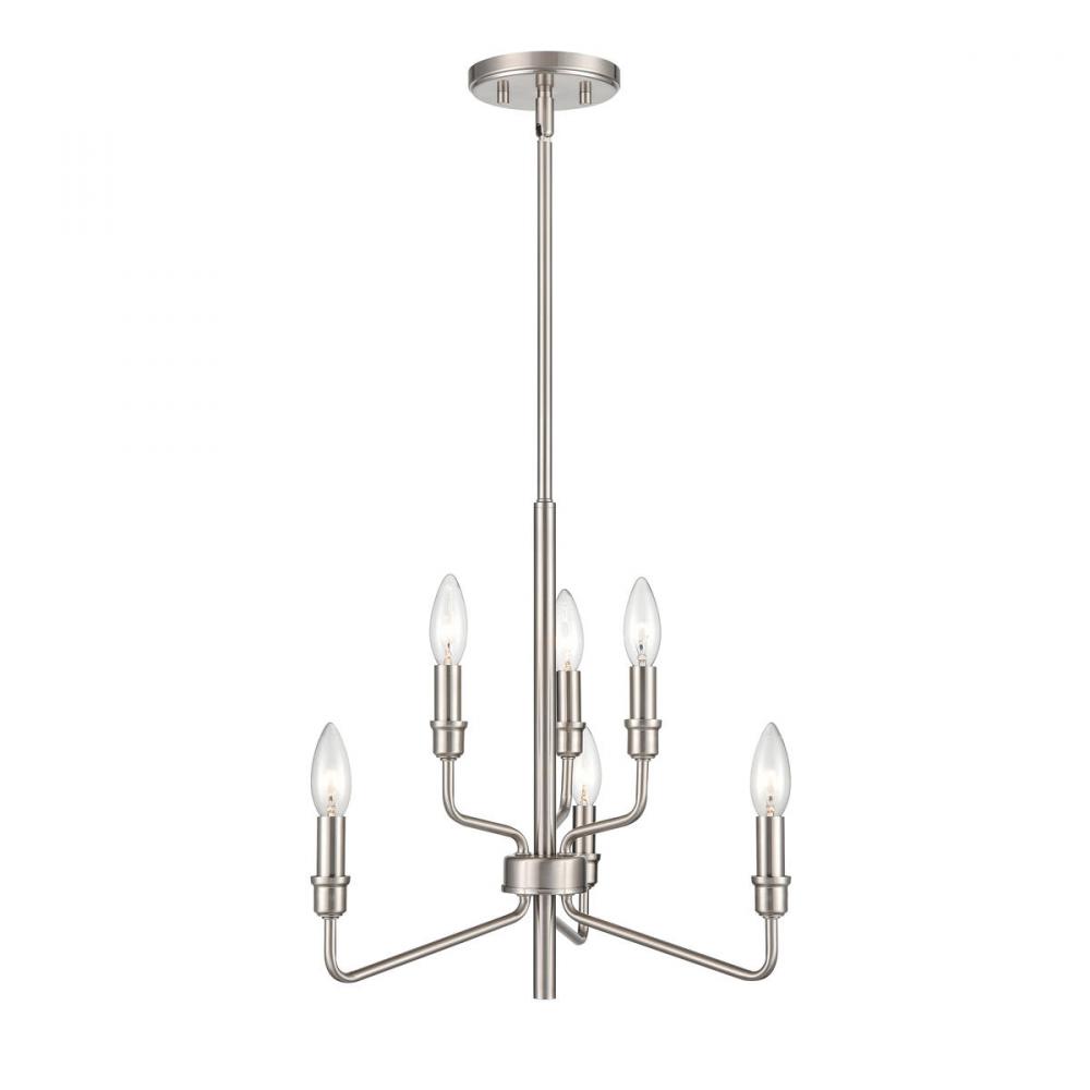 Saginaw 18'' Wide 6-Light Chandelier - Satin Nickel