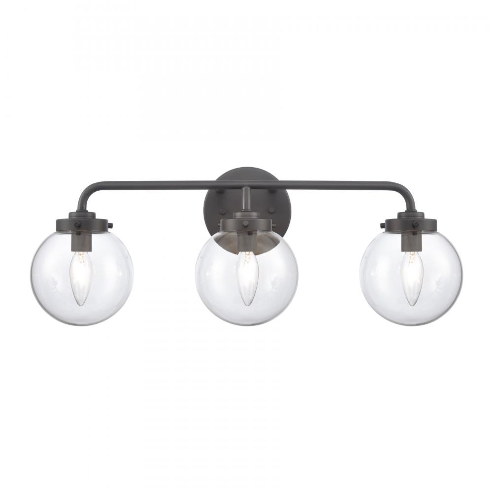 Fairbanks 22.75'' Wide 3-Light Vanity Light - Matte Black and Clear