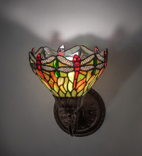 Meyda White 275643 - 7" Wide Tiffany Hanginghead Dragonfly Wall Sconce