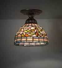 Meyda White 276092 - 8" Wide Tiffany Turning Leaf Flushmount