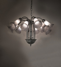 Meyda White 276534 - 24" Wide Gray Tiffany Pond Lily 12 Light Chandelier
