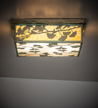 Meyda White 279472 - 20" Square Hyde Park Ginkgo Flushmount