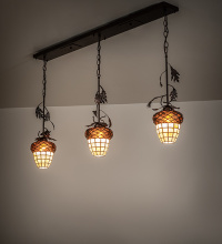 Meyda White 279698 - 48" Long Oak Leaf & Acorn 3 Light Oblong Island Pendant