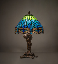 Meyda White 282756 - 12" High Tiffany Hanginghead Dragonfly Cherub Accent Lamp