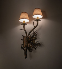 Meyda White 283595 - 12" Wide Pinewood 2 Light Right Wall Sconce