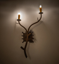 Meyda White 284434 - 18" Wide Lone Pine 2 Light Right Wall Sconce