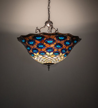 Meyda White 284987 - 28" Wide Tiffany Peacock Feather Inverted Pendant