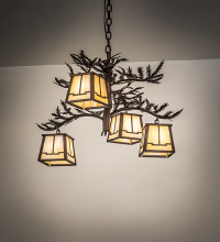 Meyda White 285397 - 26" Wide Pine Branch Valley View 4 Light Chandelier