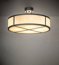 Meyda White 285603 - 24" Wide Cilindro Semi-Flush Mount