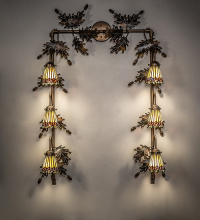 Meyda White 286822 - 30" Wide X 40" High Tiffany Jeweled Peacock 6 Light Vanity Light