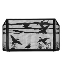 Meyda White 287299 - 66" Wide X 33" High Ducks in Flight Fireplace Screen
