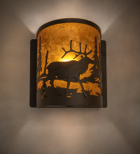 Meyda White 288167 - 8" Wide Elk at Lake Right Wall Sconce